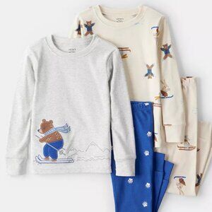 NWT Carter’s Baby Boy 4PC Woodland Pajama Set Snug Fit Cotton PJs Bears Blue 12M